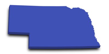 3d Nebraska Haritası. Renkli. Amerika Birleşik Devletleri, ABD, Birleşik Devletler