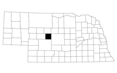 Nebraska eyaletindeki Logan County haritası beyaz arka planda. Nebraska haritasında siyah renkle işaretlenmiş tek bir ilçe haritası. Birleşik Devletler, ABD