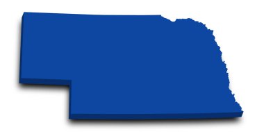 3d Nebraska Haritası. Renkli. Amerika Birleşik Devletleri, ABD, Birleşik Devletler