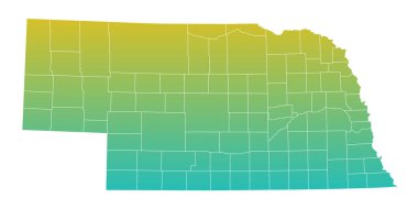 Nebraska idari haritası. Nebraska haritası, boş harita, boş Nebraska haritası 