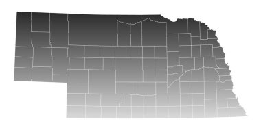 Nebraska idari haritası. Nebraska haritası, boş harita, boş Nebraska haritası 