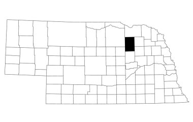 Nebraska eyaletindeki Antilop Bölgesi haritası beyaz arka planda. Nebraska haritasında siyah renkle işaretlenmiş tek bir ilçe haritası. Birleşik Devletler, ABD