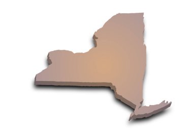New York 'un renkli 3D haritası. Amerika Birleşik Devletleri, ABD, Birleşik Devletler