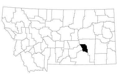 Montana eyaletinin haritası beyaz arka planda. Montana haritasında siyah renkle işaretlenmiş tek bir bölge haritası. Birleşik Devletler, ABD