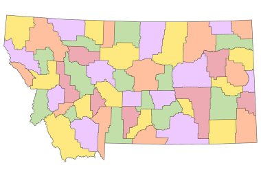 Montana idari haritası. Montana kontluğu haritası, boş harita, boş Montana haritası 