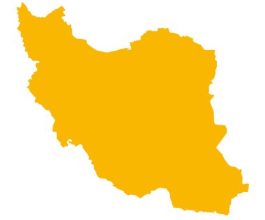 Sarı İran haritası beyaz arkaplanda izole edildi 