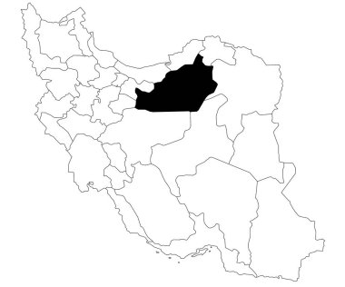 Map of semnan province in Iran country on white background. Single province map highlighted by black colour on Iran map. Middle East, ir  clipart