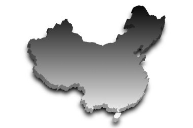 3d Map of China country with color. China country, cn, people's republic of China  clipart