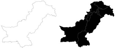 Pakistan ülke haritası Jammu ve Kashmir bölgesi, illüstrasyon versiyonu, pak, Pakistan haritaları ile ayarlandı