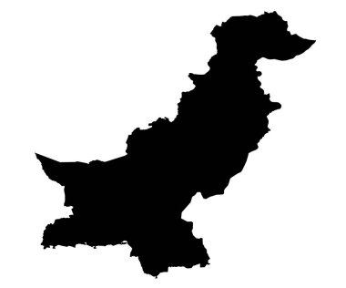 High detailed illustration map - solid Pakistan country Map clipart