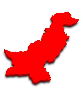  Pakistan country 3d map with color. pak, PK, Islamic republic of Pakistan  clipart