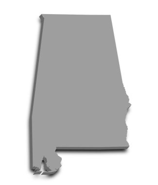 3D Alabama Harita Eyaleti, renkli. AL haritası, özet ve boş harita, Amerika Birleşik Devletleri, ABD, ABD