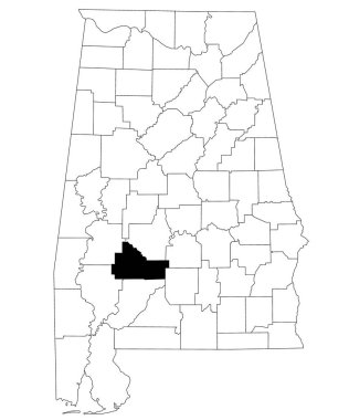 Map of Wilcox County in Alabama state on white backround. single County map highlighted by black color on Alabama map. UNITED STATES, US clipart