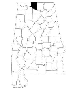 Alabama 'daki kireçtaşı ilçesinin haritası beyaz arka planda. Alabama haritasında siyah renkle işaretlenmiş tek bir bölge haritası. Birleşik Devletler, ABD