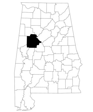 Map of Tuscaloosa County in Alabama state on white backround. single County map highlighted by black color on Alabama map. UNITED STATES, US clipart