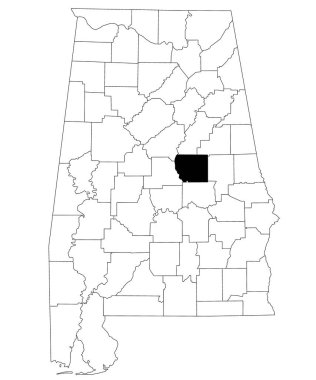 Map of coosa County in Alabama state on white backround. single County map highlighted by black color on Alabama map. UNITED STATES, US clipart