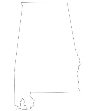 Alabama haritası. Yüksek detaylı illüstrasyon haritası - Alabama Eyalet Haritası ana hatları