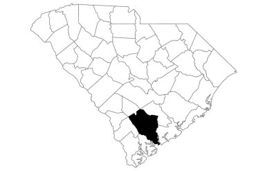 Map of colleton County in South Carolina state on white background. single County map highlighted by black colour on South Carolina map. UNITED STATES, US clipart