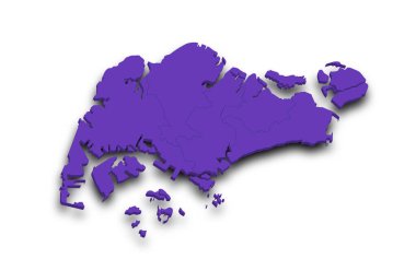 Renkli 3D Singapur haritalı ülke. Asya ülkesi, sg, Asya 