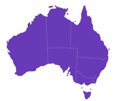 Australia administrative map. state map of Australia, blank Map, empty map of Australia  clipart