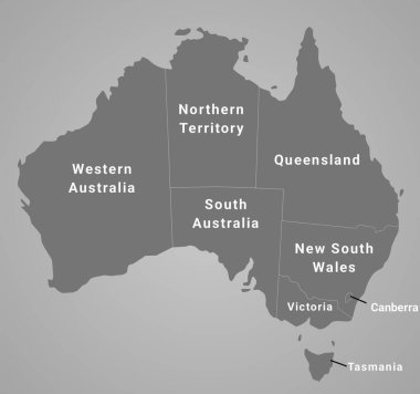 Australia map with regions or territories and administrative divisions clipart