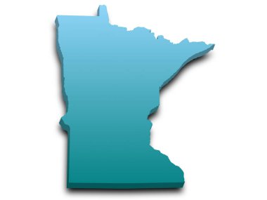 Minnesota Haritası 3D, renkli hali. Minn, MN, Amerika Birleşik Devletleri, ABD, ABD