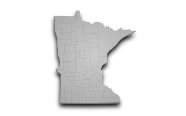 Minnesota Haritası 3D, renkli hali. Minn, MN, Amerika Birleşik Devletleri, ABD, ABD