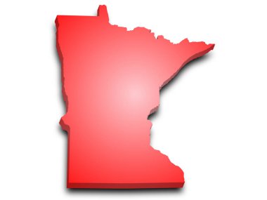 Minnesota Haritası 3D, renkli hali. Minn, MN, Amerika Birleşik Devletleri, ABD, ABD
