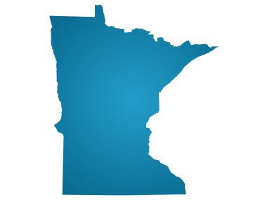 Beyaz arkaplanda mavi Minnesota Haritası 