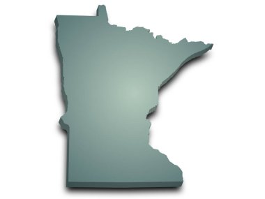 Minnesota Haritası 3D, renkli hali. Minn, MN, Amerika Birleşik Devletleri, ABD, ABD