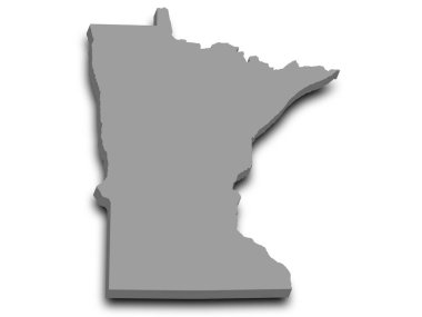 Minnesota Haritası 3D, renkli hali. Minn, MN, Amerika Birleşik Devletleri, ABD, ABD