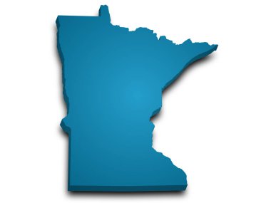 Minnesota Haritası 3D, renkli hali. Minn, MN, Amerika Birleşik Devletleri, ABD, ABD