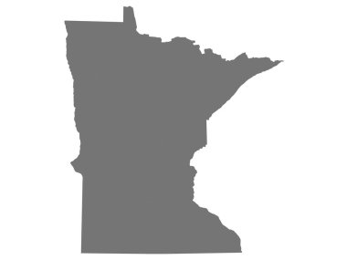 Beyaz arkaplanda gri Minnesota Haritası 