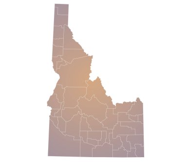 Idaho idari haritası. Idaho haritası, boş harita, boş Idaho haritası
