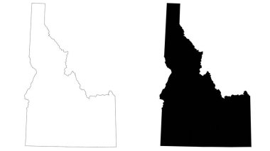Idaho idari haritası, Idaho ana hatları ve eyalet haritası seti - illüstrasyon sürümü