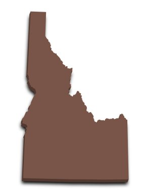 3d Idaho Harita Durumu, renkli. Amerika Birleşik Devletleri, ABD, Birleşik Devletler