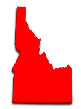 3d Idaho Harita Durumu, renkli. Amerika Birleşik Devletleri, ABD, Birleşik Devletler