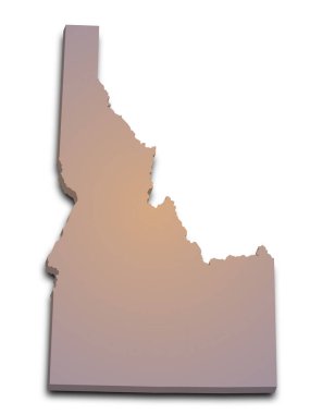 3d Idaho Harita Durumu, renkli. Amerika Birleşik Devletleri, ABD, Birleşik Devletler