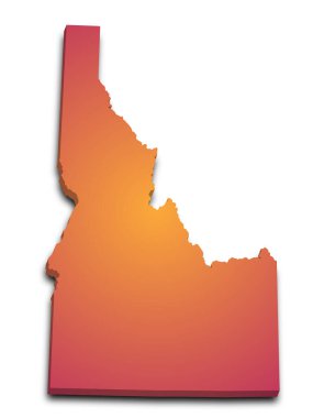 3d Idaho Harita Durumu, renkli. Amerika Birleşik Devletleri, ABD, Birleşik Devletler