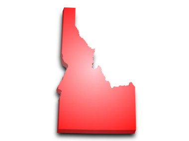 3d Idaho Harita Durumu, renkli. Amerika Birleşik Devletleri, ABD, Birleşik Devletler