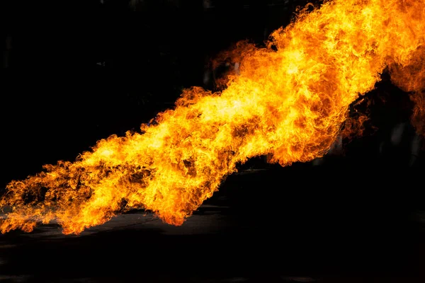 Flames Caused Explosion Oil Isolated Black Background Demonstration Water Oil — Stockfoto