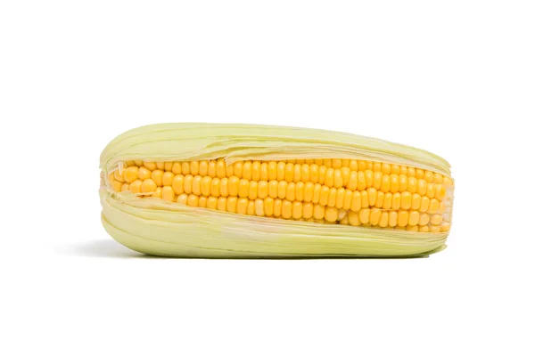 Одиночне Вухо Солодкої Кукурудзи Ізольовано Білому Тлі — стокове фото