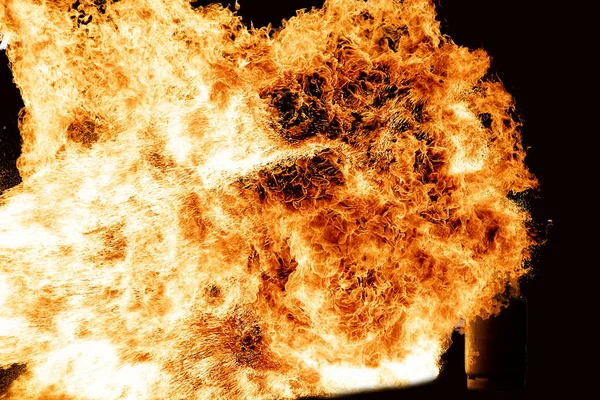 Έκρηξη Των Οικιακών Φιαλών Αερίου Που Απομονώνονται Μαύρο Φόντο — Φωτογραφία Αρχείου
