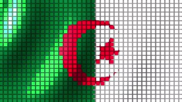 Αλγερία Σημαία Χρώματα Φόντο Κατασκευασμένο Από Κύβους Κυματίζει Στον Άνεμο — Αρχείο Βίντεο