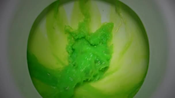 Dirty Green Water Poured White Toilet Slow Motion — Wideo stockowe