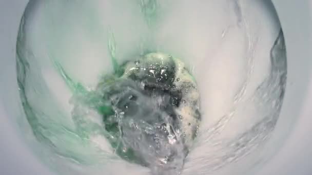 Dirty Black Water Poured White Toilet Slow Motion — Stock Video