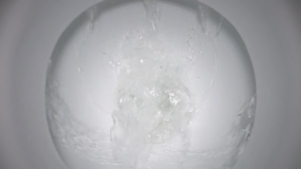 Clean Water Poured White Toilet Slow Motion — Stock Video
