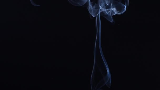 Puffar Rök Från Cigarett Svart Bakgrund Närbild — Stockvideo