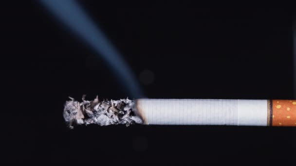 Siyah Arka Plan Için Sigara Filtresi Olan Bir Sigara Yakın — Stok video