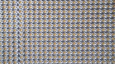 LED panel with many diodes. Dolly shot. Daylight 5500K
